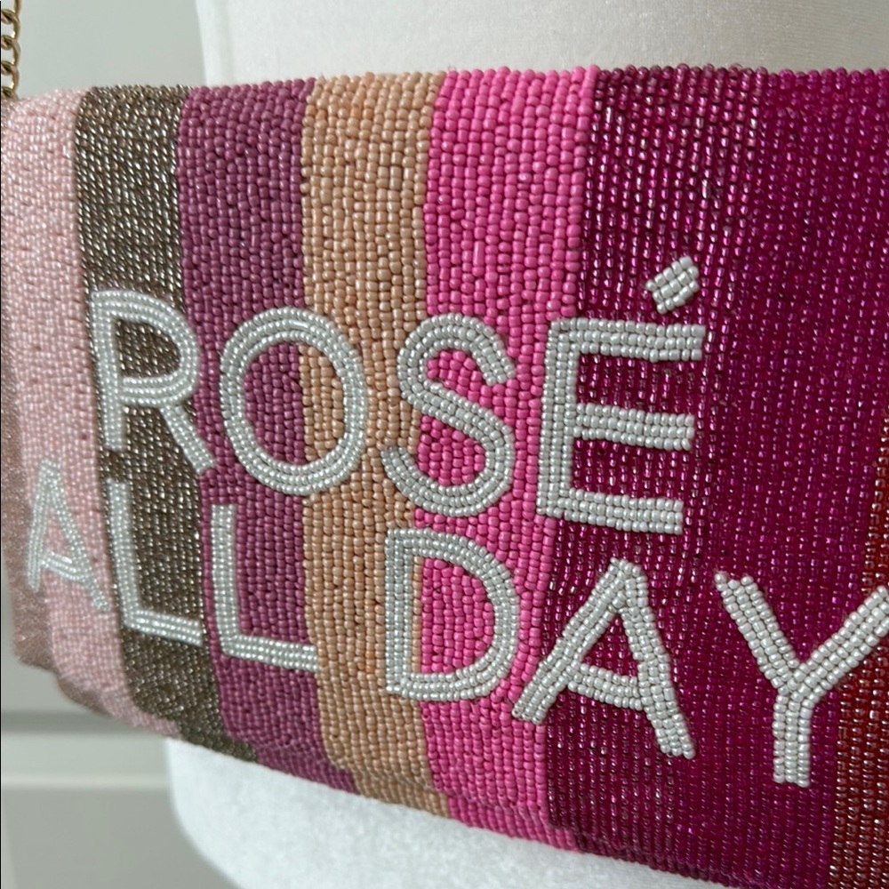 Rosé All Day Beaded Clutch